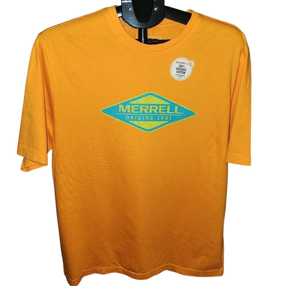 Merrell Origins 1981‎ Mens Orange 100% Organic Cotton T Shirt NWOT Size L